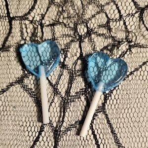 🍭 Blue Heart Lollipop Earrings
